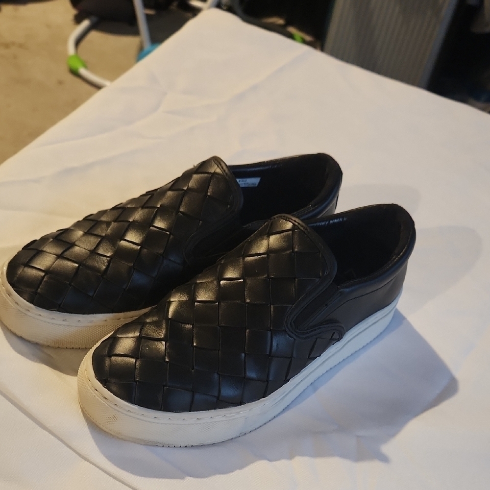 Mark Fisher Black Woven Slip-On Sneakers
